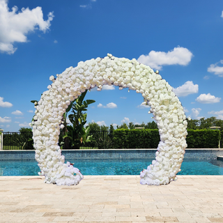 Luxury White Rose Round Arch