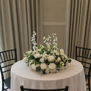 White Rose Greenery Circle Ball 2.2ft