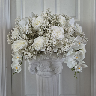 White Rose Babysbreath Orchid Ball 22in