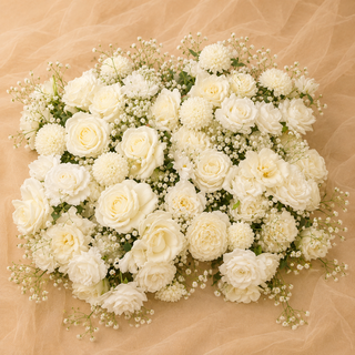 White Rose Babysbreath Centerpiece 20in
