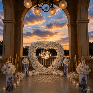 Luxury White Pink Rose, 4 photo-boards, Candles