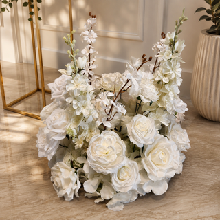 White Rose Delphinium Flower Ball 17"
