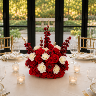 Red Ivory Rose Ball 20in