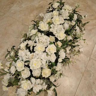 White Ivory Rose Hydrangea Greenery Runner 3.2 ft