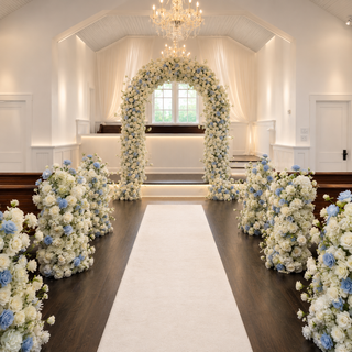 6 White Navy Blue Rose & Arch