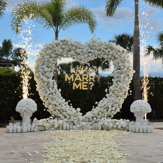 Set: Arch, Neon Sign, 36 candles, 2 Runners, 2 Pedestals, 2 Balls, 2 Sparklers