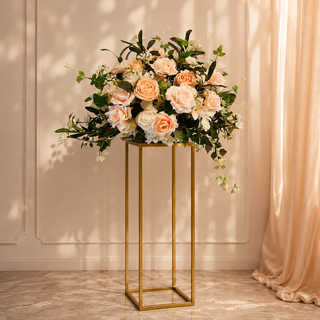 White Pink Champagne Rose Greenery Centerpiece 17.7"