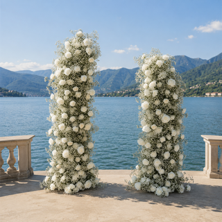 Deluxe White Rose Babysbreath Double Arch 