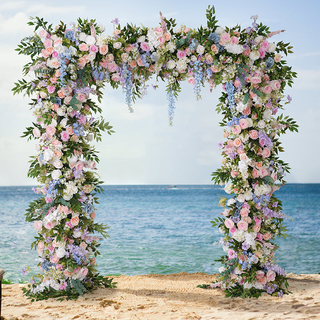 Pink White Purple Flower Green Willow Leaf Hang Wisteria Arch
