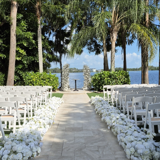 Whte Rose Aisle & And Babysbreath Double Stand Arch 