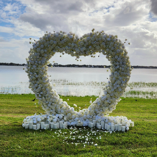 Luxury Set: White Rose Arch, 2 Runners, 26 Candles