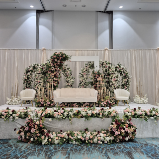 Set:  Florals, Sofa, Chairs, Candles