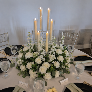 White Rose Greenery Circle Balls & Candelabras