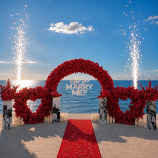 Red Rose Round Arch & 2 Hearts, 4 Photo-boards set