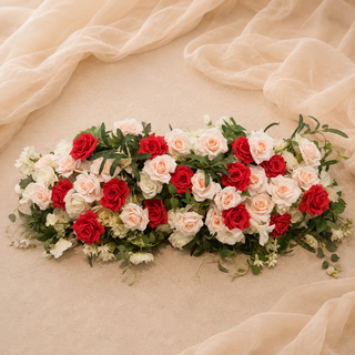 White Red Peach Rose Greenery Runner 3.2ft