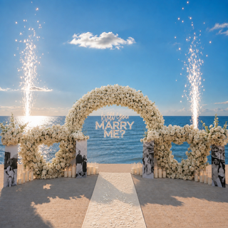 White Rose Round Arch & 2 Hearts, 4 Photo-boards set