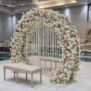 White Pink Blush Blue Rose Round Arch Double-Sided
