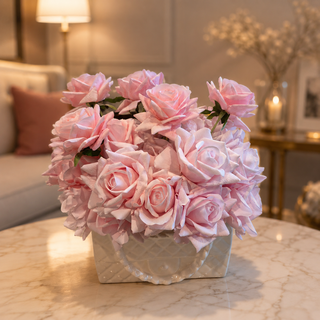 Real Toach Pink Rose Centerpiece 