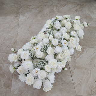 Luxury White Rose Babysbreath Runner 3.2ft