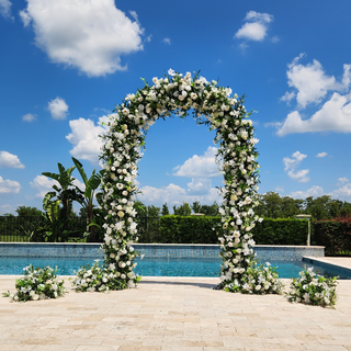Luxury White Rose Greenery Arch 10 ft tall