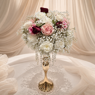 White Red Pink Rose Babysbreath Balls 17in
