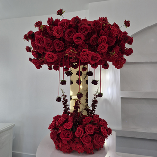 Gold Stand Red Rose Circle Centerpiece 