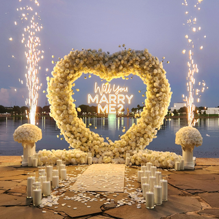 Set: Arch, Neon Sign, 36 candles, 2 Runners, 2 Pedestals, 2 Balls, Carpet,  2 Sparks 