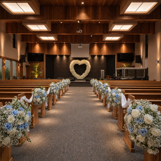 12 White Navy Blue Rose Babysbreath Balls & Arch