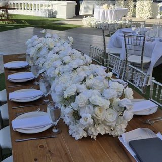 Luxury White Rose Table Runner 6.5ft