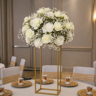 White Ivory Rose Babysbreath Ball 18"