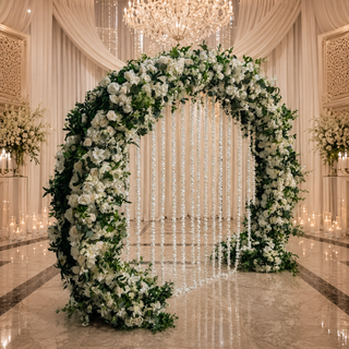 White Rose Greenery Double-Sided Round Arch with Garlands