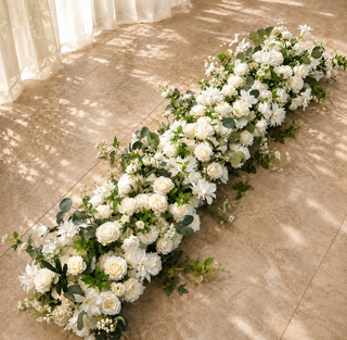 Luxury White Rose Greenery Runner 6.5ft