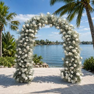 White Rose Babysbreath U-frame Arch