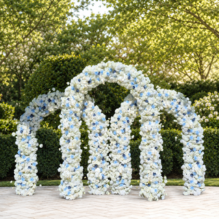 Luxury White Blue Rose Orchid Triple Arch 