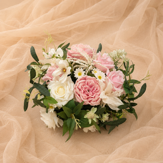 Ivory Pink Rose Greenery Ball 14"