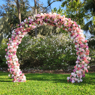Pink White Rose Round Arch