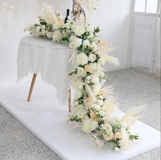 White Ivory Rose Runner 6.5ft