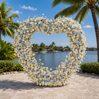 White Blue Rose Heart-Shaped Arch 
