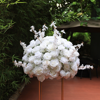 White Rose Delphinium Flower Centerpiece 2.4 ft