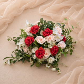 White Red Peach Rose Greenery Ball 20in