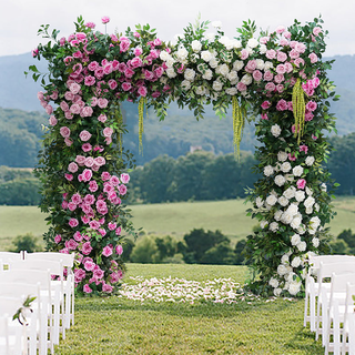 Luxury Purple Pink White Rose Green Leaves Arch
