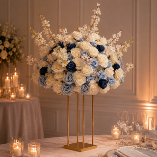 Luxury White Bloe Rose Delphinium Flower Ball 31"