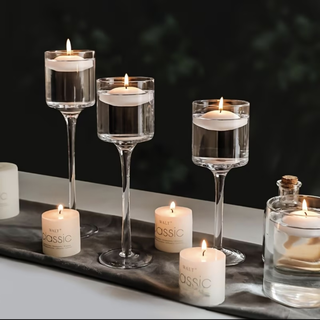 Tall Glass Candle Holders 3 pcs