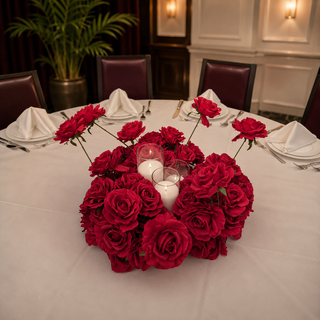 Red Rose Centerpiece & 3 Candles