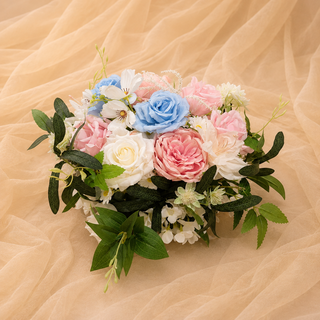Ivory Pink Blue Rose Greenery Ball 14"