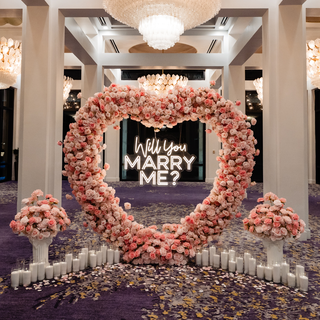 Set: Arch, Neon Sign,  2 Flower Balls, 2 Pedestals, 24 Candles