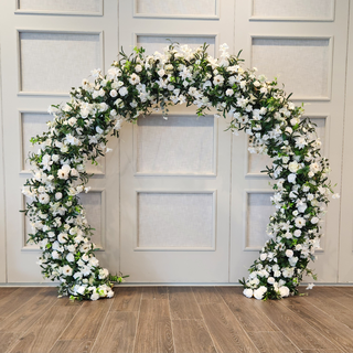 White Rose With Vine Green Willow Leaves Round