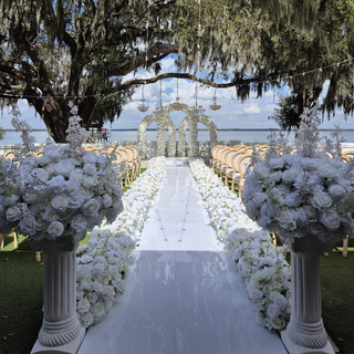 White Mirror Aisle,  White Rose Triple Archеs & Other Florals