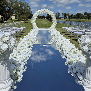 Silver Mirror Aisle with White Florals