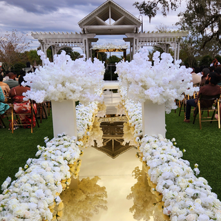 Golden Aisle with White Florals